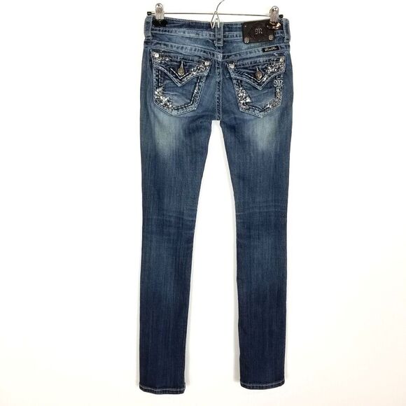 Miss Me Denim - Miss Me Women Straight Embellished Pockets Jeans Sz 25 Blus denim Signature Rise